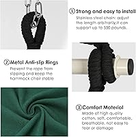 Vista 20 de Y- STOP Silla Hamaca Colgante Columpio de Cuerda, Máximo 500 Libras, 2 Cojines Incluidos, Silla Colgante Grande de Macramé con Bolsillo, Tejido