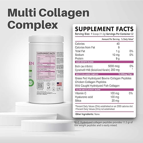 Miniatura 4 de M+S Aislado de proteína de suero hidrolizado (chocolate) + vitamina C + complejo de colágeno múltiple  Péptidos de colágeno hidrolizados