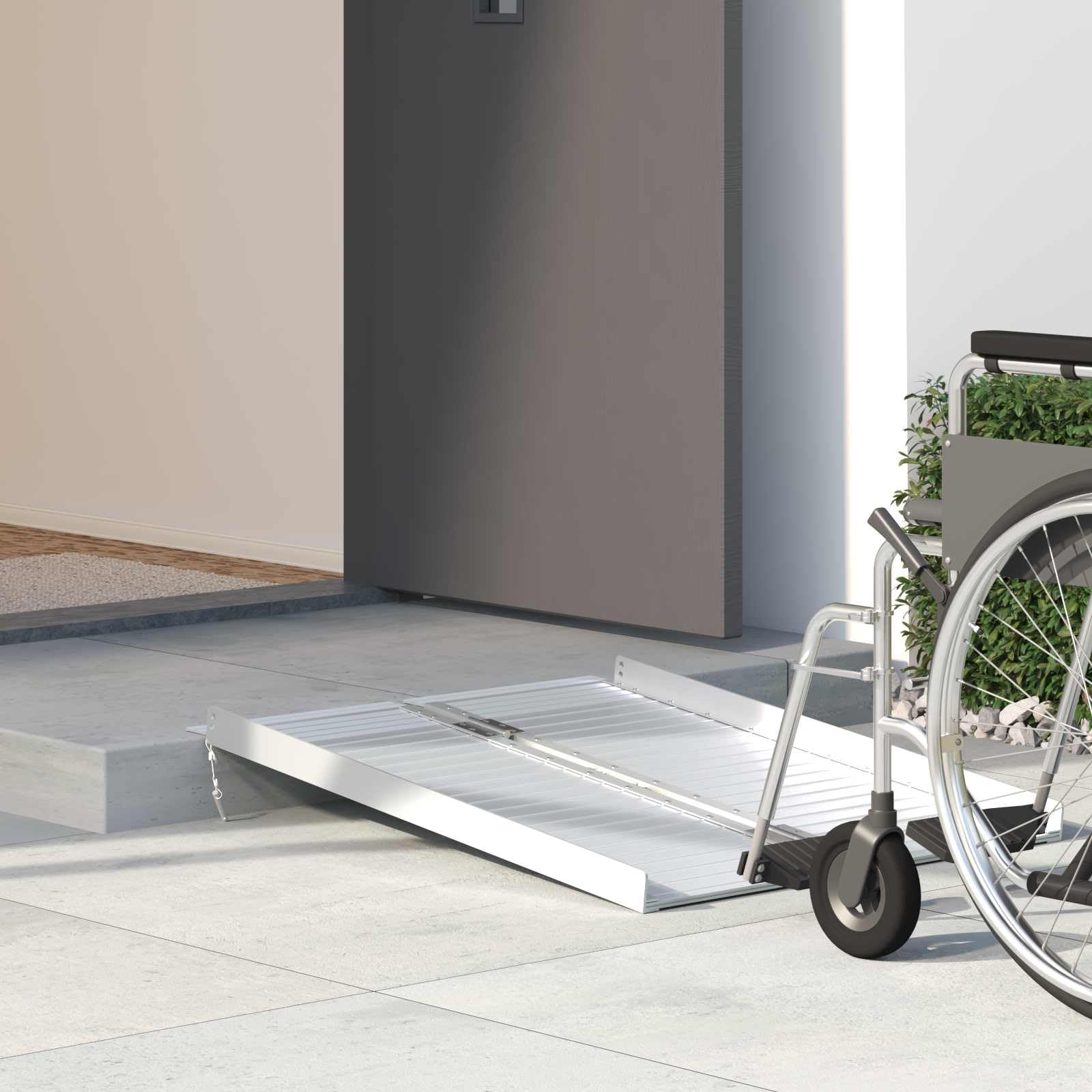 Rampa de aluminio para silla de ruedas plegable de 270 kg, antideslizante, para bordillo y escalera, ideal para coche, quad y taller