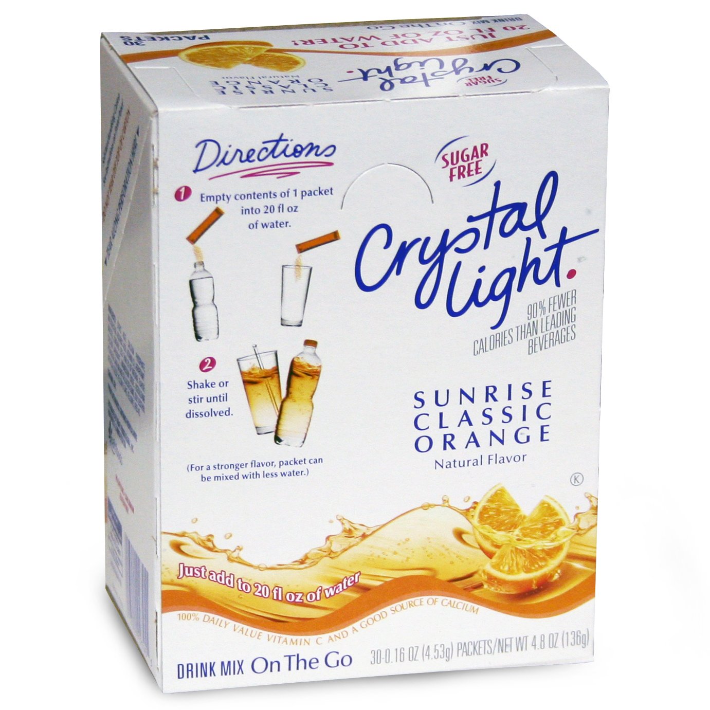 Crystal Light 00504 on the Go, Sunrise Orange, .16oz Packets, 30/Box