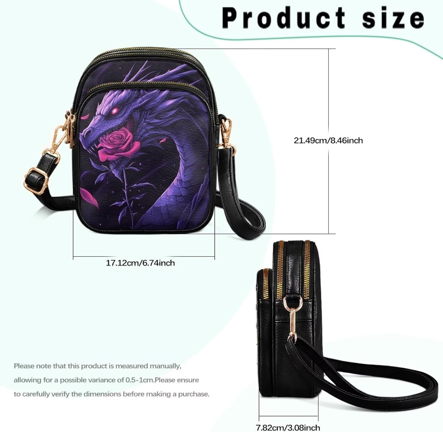 GIFTPUZZ Crossbody Leather Bags for Women Medium Soft with 3 Pockets Adjustable Strap and Internal Zipper Pocket