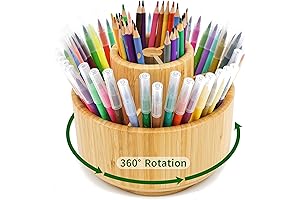 VaeFae Bamboo Pen Holder Organizer: The Ultimate Rotating Art Supply Solution