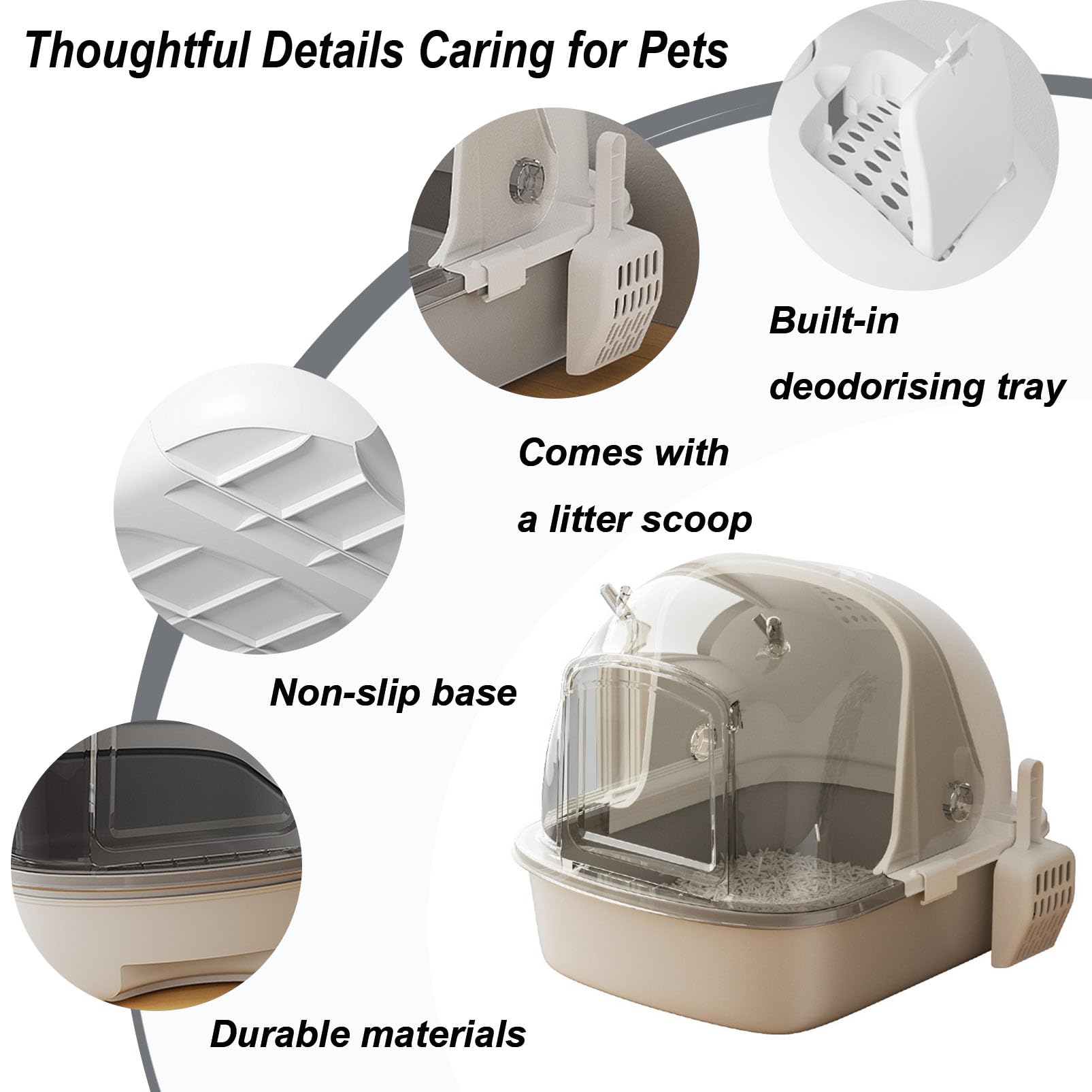 Arenero para Gatos con Cubierto Caja, Arenero Sanitaria Cerrado Bandeja Arena con Pala Fácil de Limpiar con Cajon, Inodoro para Mascotas para Gatos