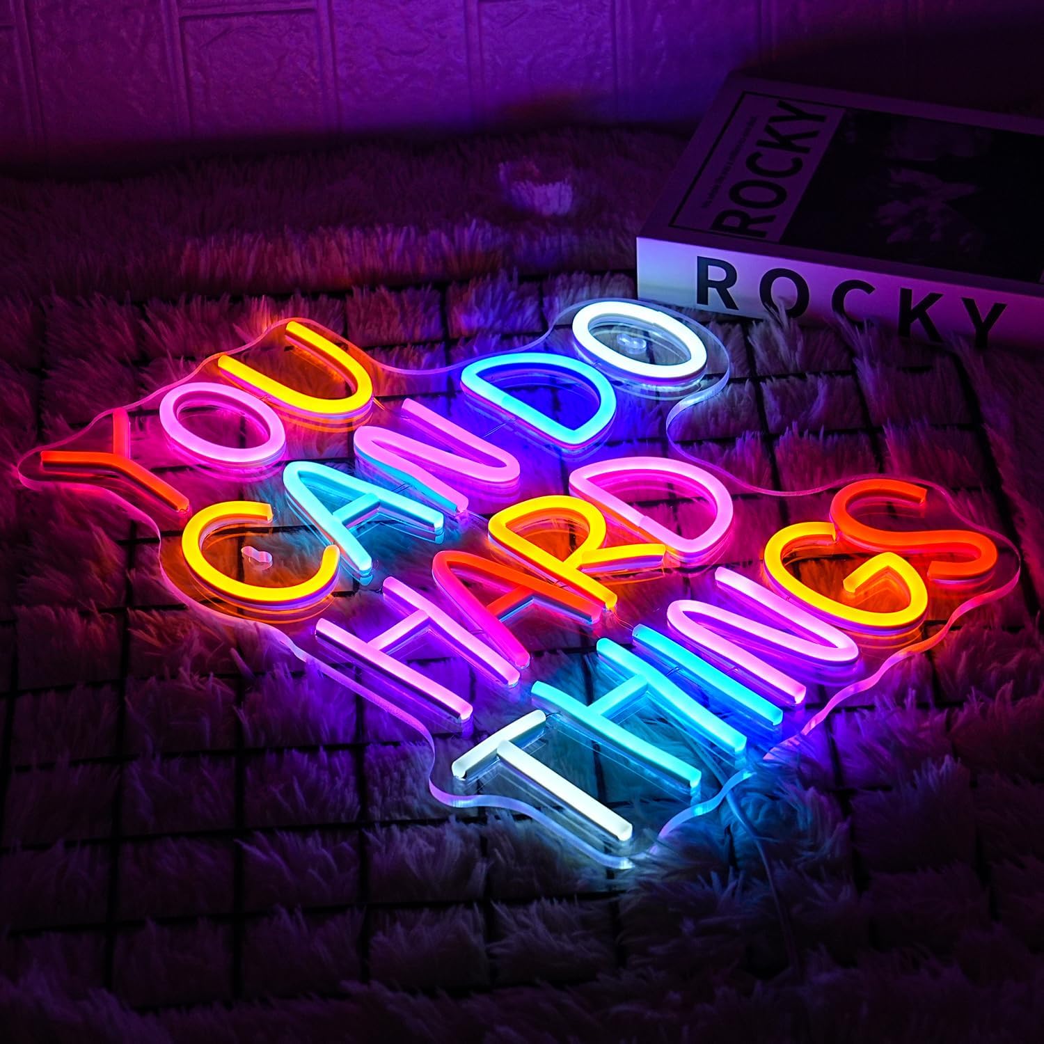 You Can Do Hard Things Neon Sign Dimmable LED Neon Signs for Wall Decor Neon Light Kids Wall Art Positive Classroom Decor USB Neon Light for Bedroom Birthday Party Classroom Backdrop Aesthetic Decoration - Image 4