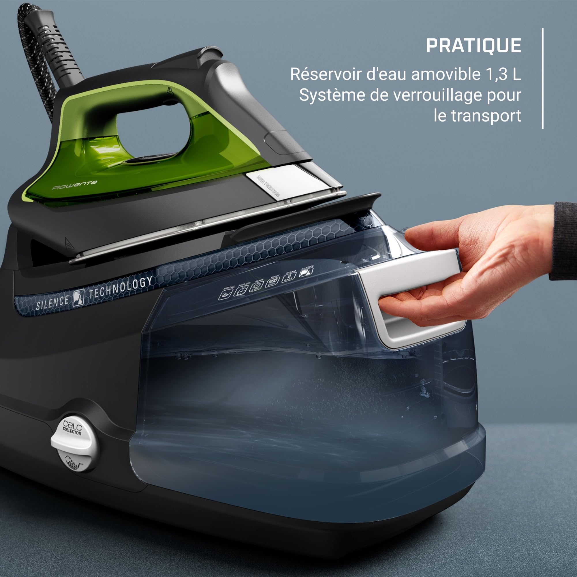 Rowenta Silence Steam Pro Centrale Vapeur Haute Pression, 8 Bars, Fonction pressing 600g/min, Silencieuse, DG9248F0