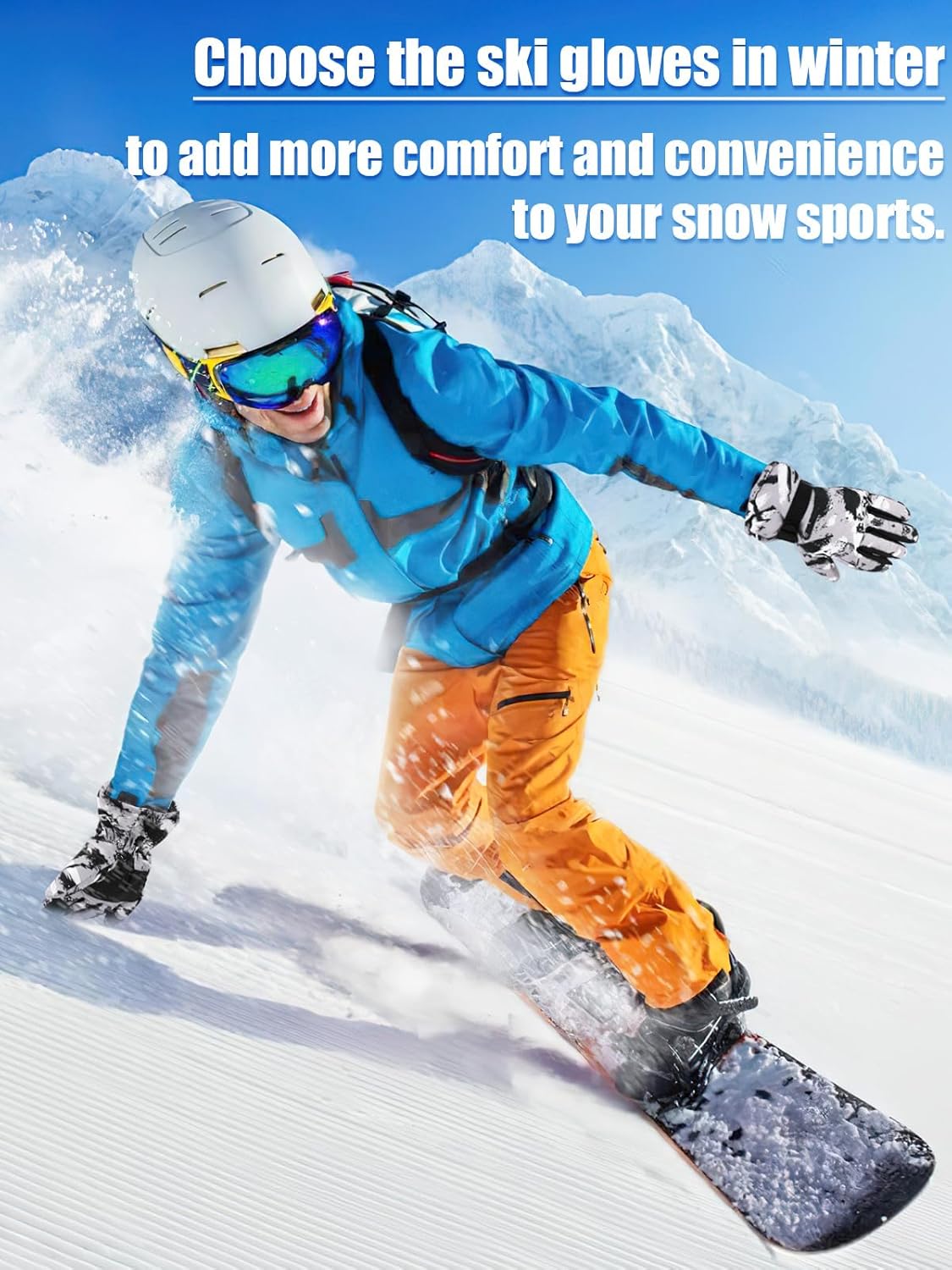 Jansun 2 Pairs Ski Gloves, Waterproof Snow Touchscreen Snowboard Warmest Breathable Snowboarding Gloves for Cold Weather Fits Men Women - Image 2