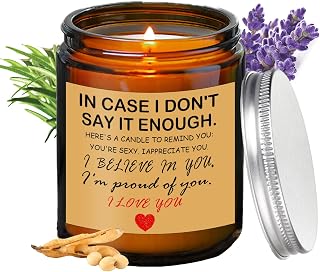 Valentine's Day, Anniversary, Birthday Candle - Lavender Scented Jar Candle for Him, Her - 45 Hour Burn Time - Soy Wax - Brown-I Love You