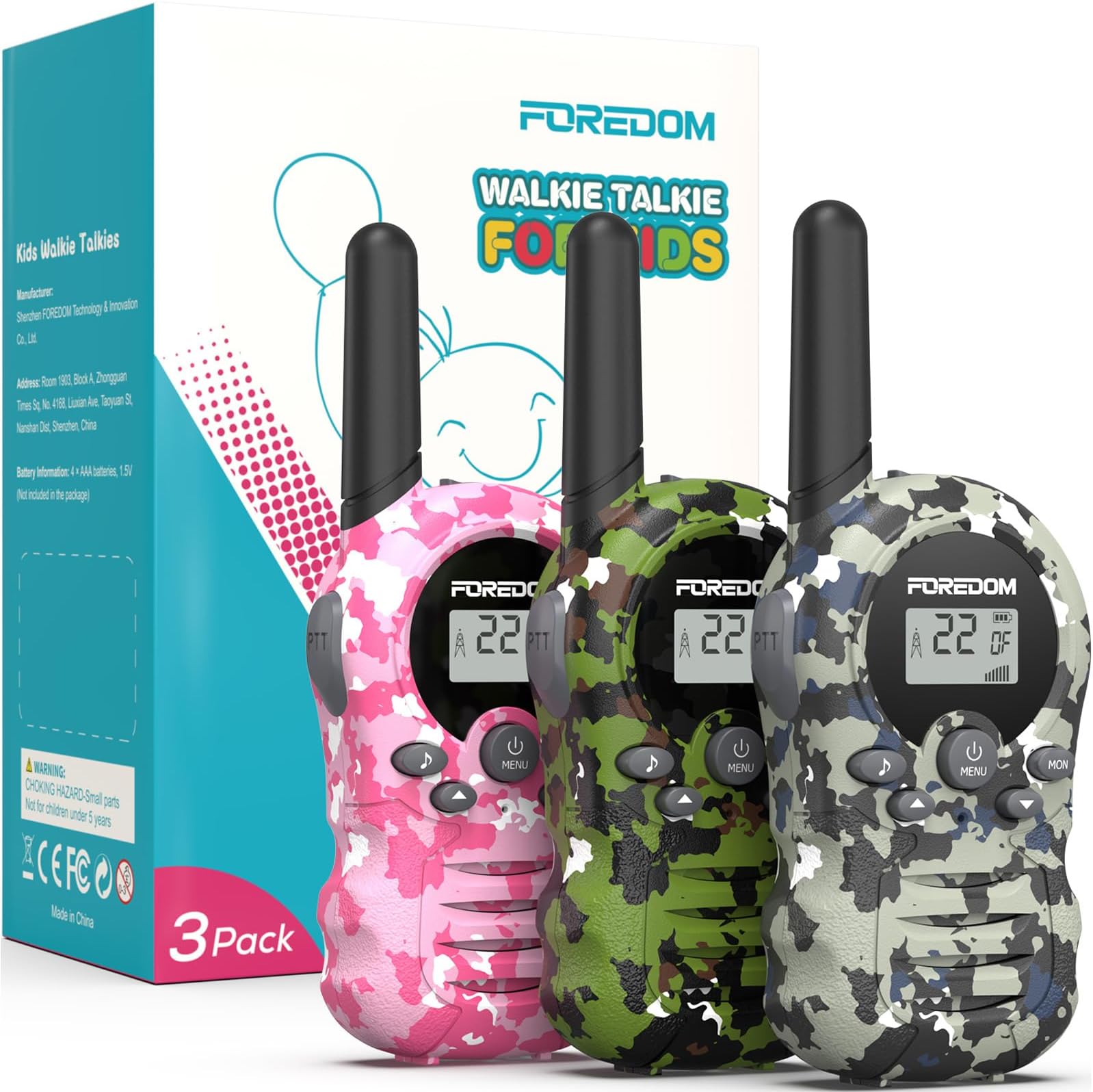 Kids Walkie Talkies 3-Pack - Toy Walkie Talkies For Boys & Girls Ages 3-12, Outdoor Play, Camping, Birthday Gifts