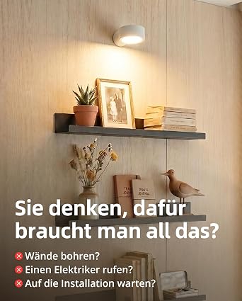 EZVALO LED Wall Mounted Lights, 5500mAh Rechargeable Wall Sconces Lamp, 3 Color Temps & Remote and Touch Control, 360Rotation Dimmable Cordless Wall Light for Bedroom Reading Study (2 Pack White)