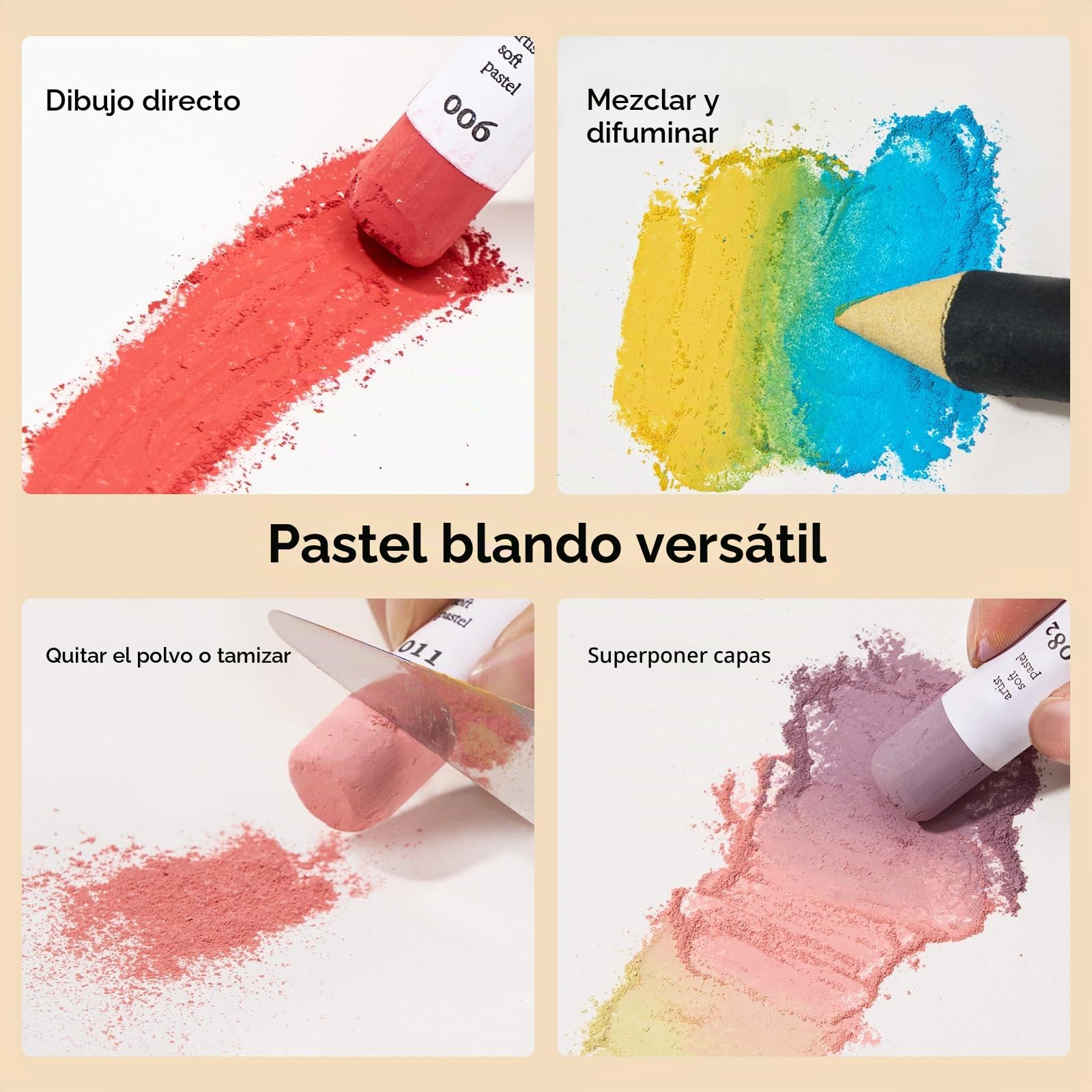 LIGHTWISH 120 Pasteles Blandos Hechos a Mano – Set Profesional Ultra Completo de 120 Colores para Artistas Exigentes – No Tóxico for Art Sketching & Shading