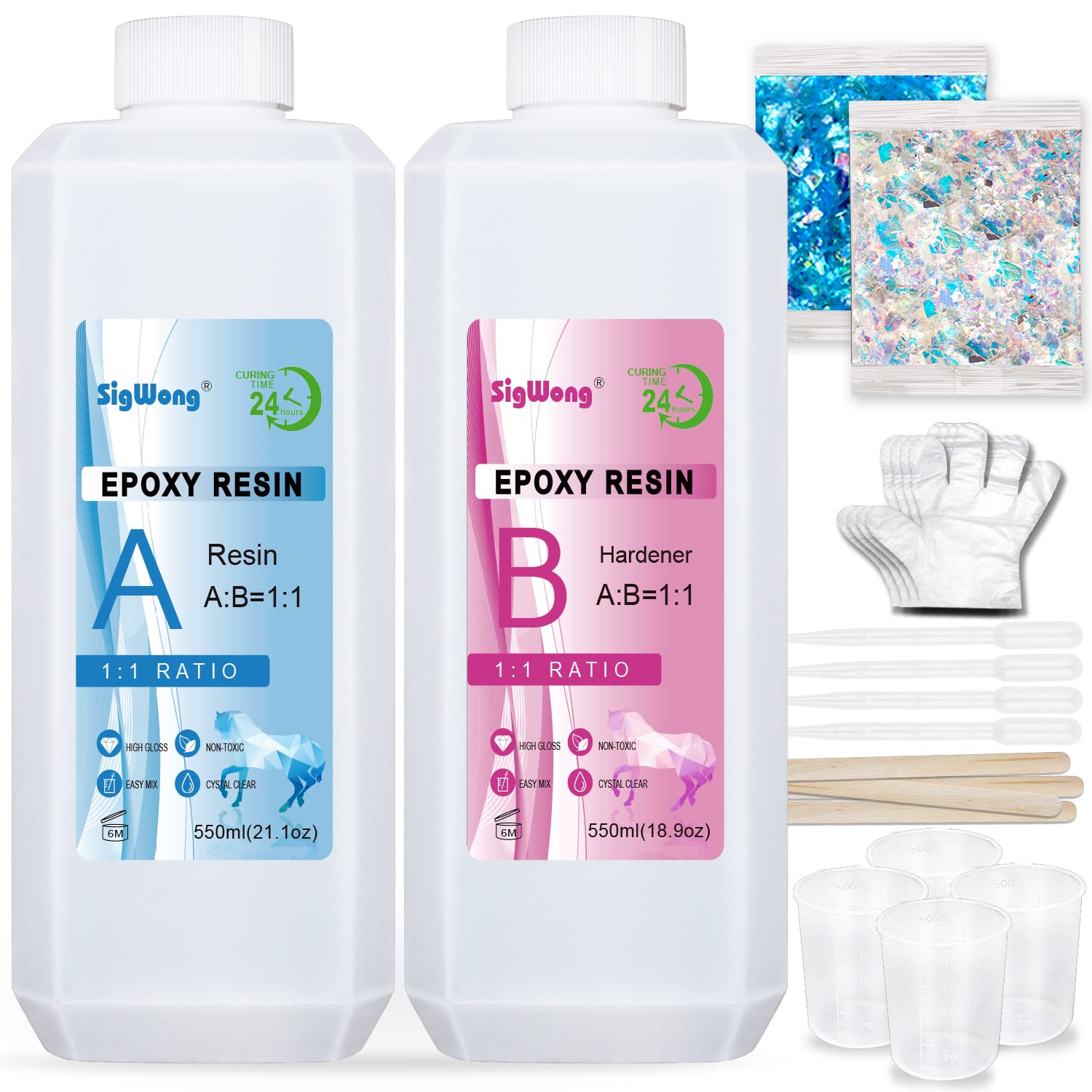 Epoxy Resin Clear Crystal Coating Kit 40oz 2 Part Casting Resin for