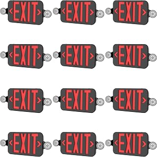 Black LED Exit Sign with Emergency Lights, UL 924 Listed, AC 120/277V