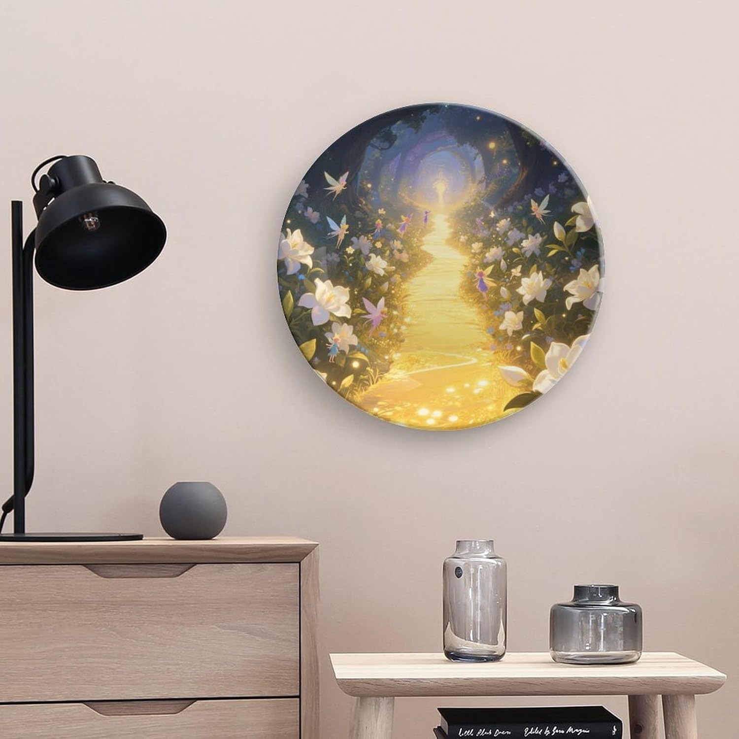 Bone China Decorative Plates Gardenia Ceramic Decorative Plate Wall Decor with Display Stand Ceramic Ornaments for Wall Hanging Decoration