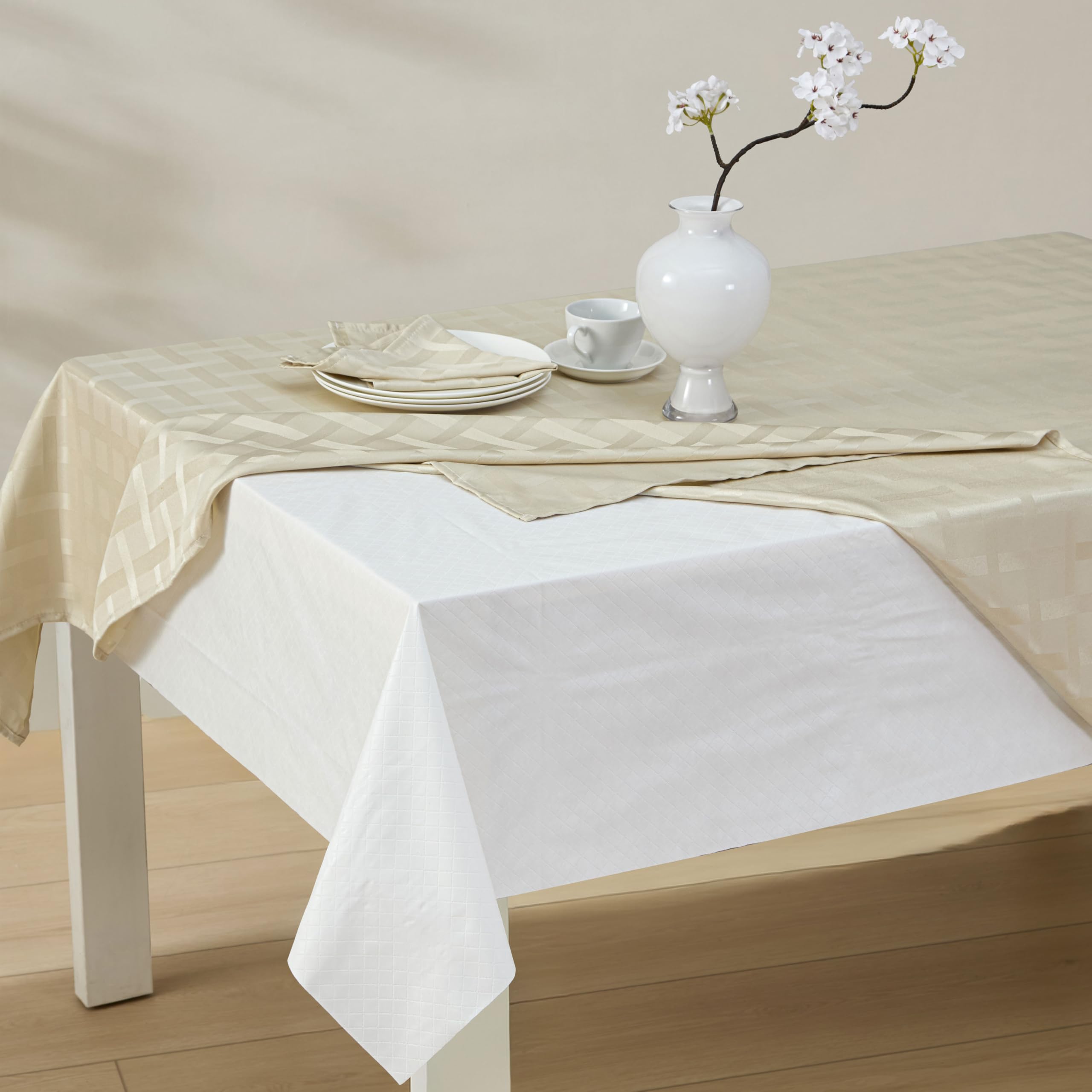 Newbridge Quilted Waterproof Cut to Fit Table Pad Protector with Flannel Backing, Heat Resistant, Wipe Clean, Cushioned Pad Protects Table from Spills and Scratches, 52" x 90"