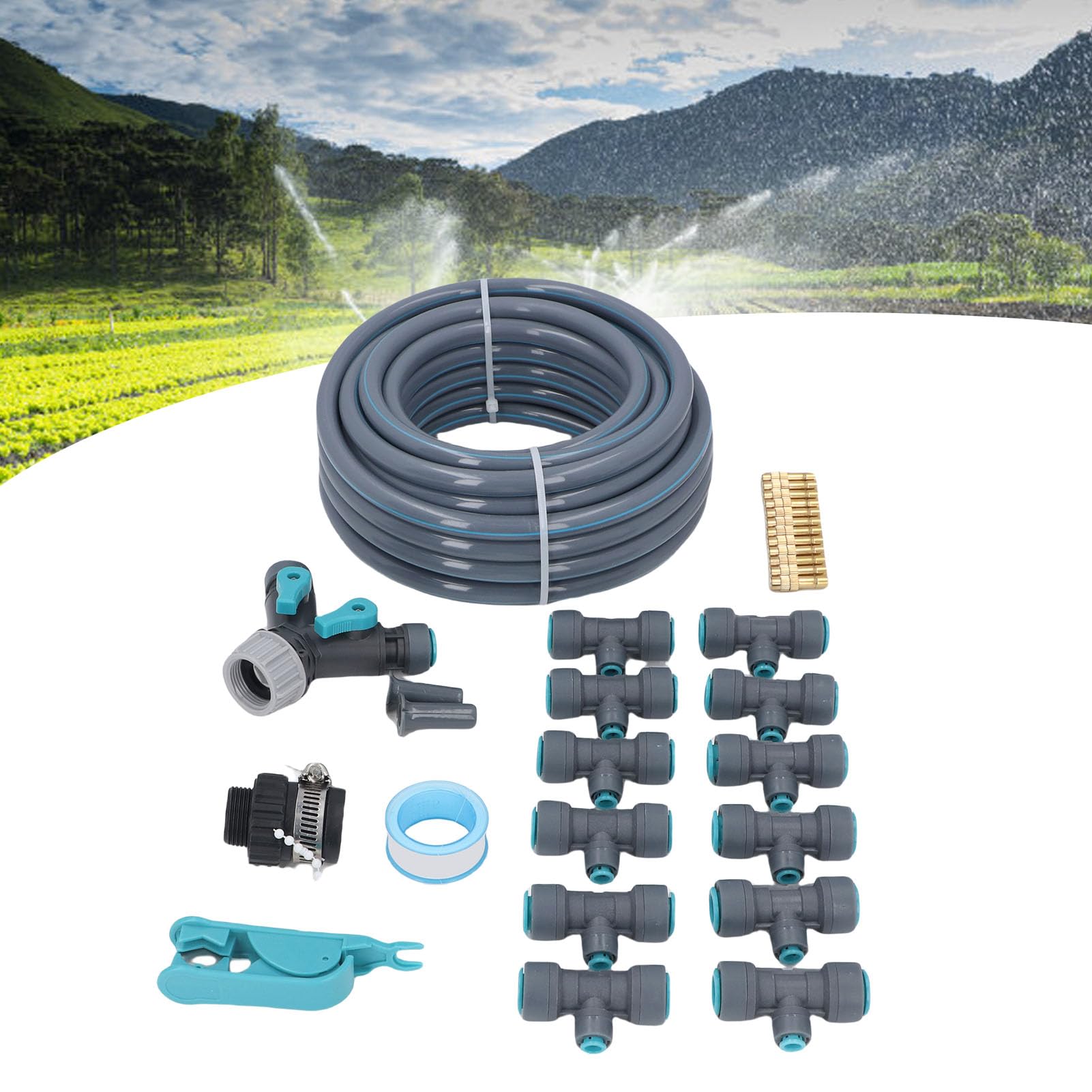 di irrigazione da giardino Kit di irrigazione automatica a goccia da 10 m Set di attrezzature per prato da patio con gocciolatore regolabile per tubo flessibile