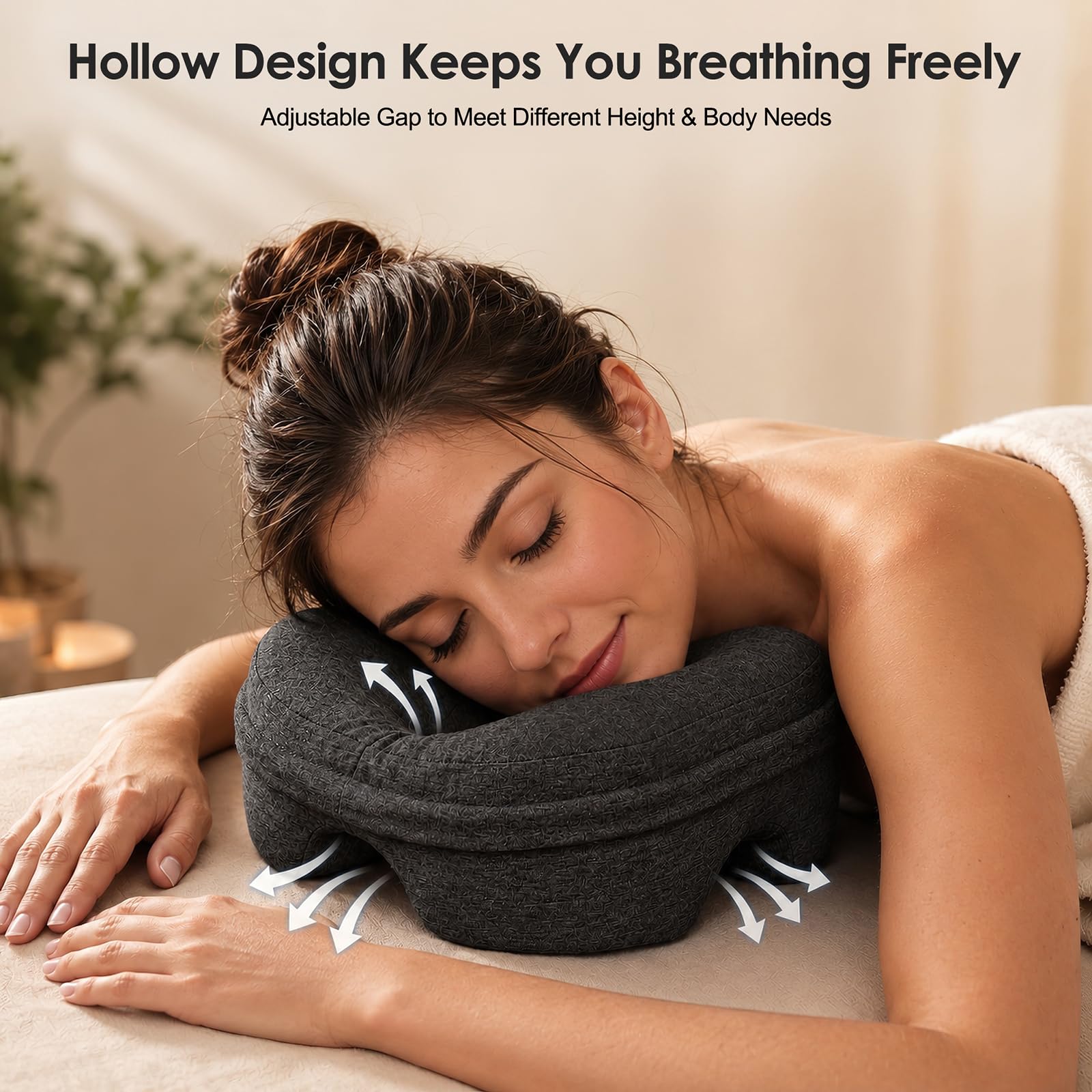 Massage Kopfstütze für Bett mit Brust & Bauchkissen – Memory-Schaum Set, Ergonomisch für Frauen, Atmungsaktiv & Waschbar, inkl. Aufbewahrungstasche, für SPA, Salon & Zuhause | Massage Brustkissen & Gesichtskissen Set