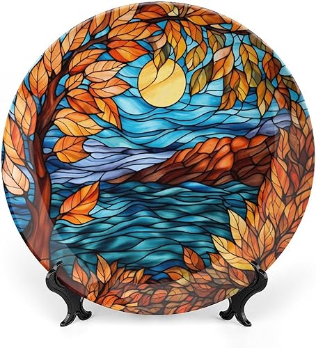 Gokays Platos decorativos con diseño de vidrieras para decoración del hogar, platos de cerámica para decoración del hogar, platos de cena de disponible en Yaxa Colombia