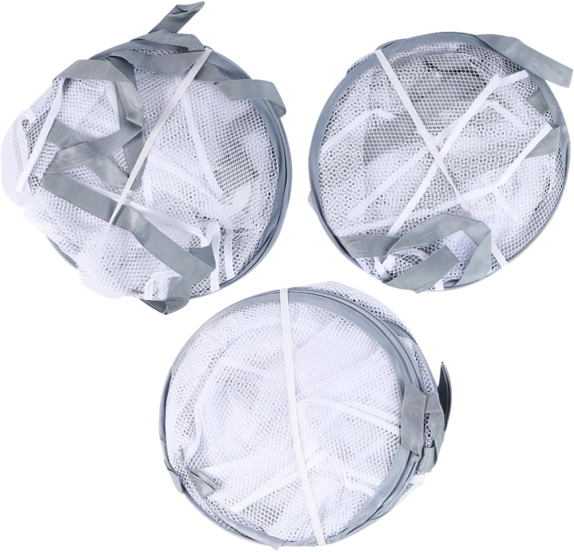 3pcs Hanging Mesh Clothes Drying Basket Set for Socks and Sweaters, Lightweight Household Laundry Storage Organizer, Space-Saving Flat Tuck Net for Indoor Balcony Use