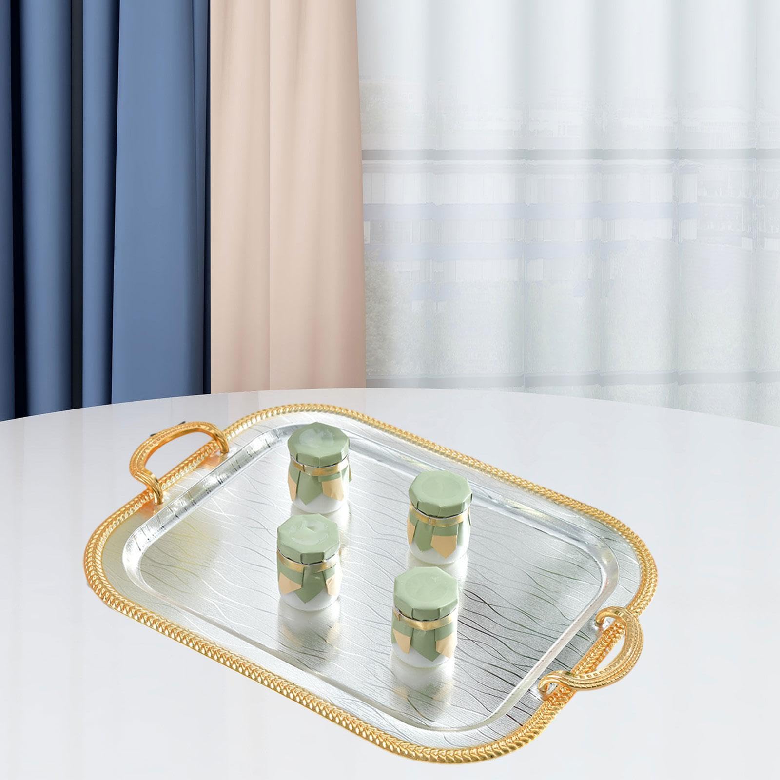 Bandeja de Servir, Soporte para Taza de Té, Hierro Forjado, Expositor de Cosméticos, Perfumes Y Maquillaje, Bandeja Decorativa para Tocador, Baño, L