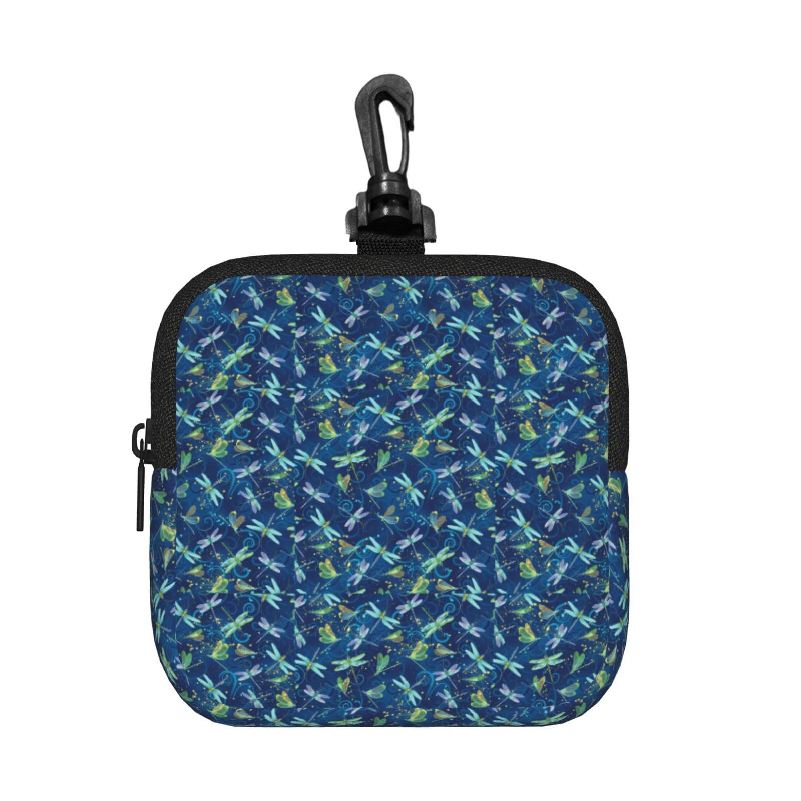 Ercgad Unisex Black Dragonfly Print Square Storage Bag Travel Toiletry Cosmetic Organizer Pouch Lightweight Reusable