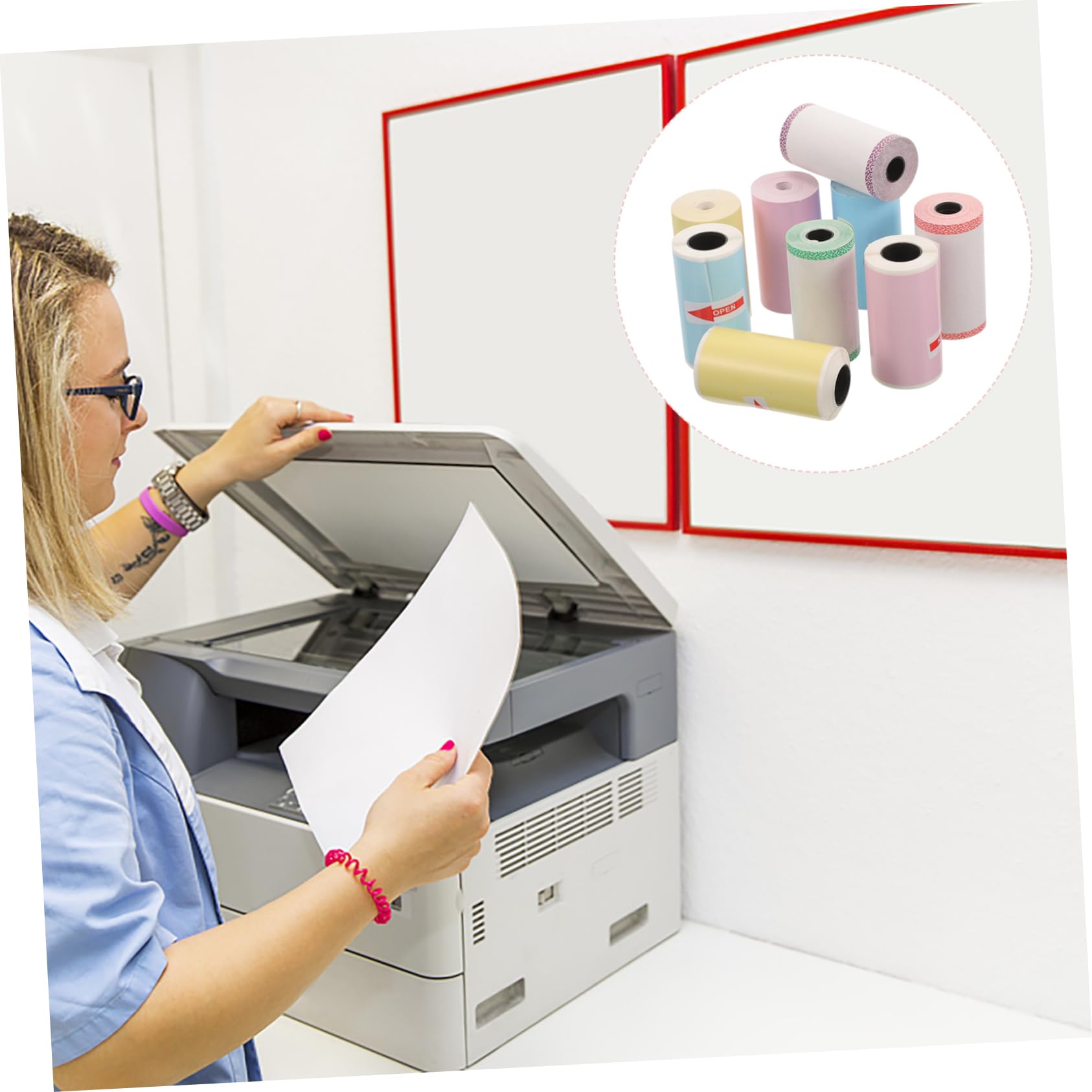 Angoily 5 Set Etichette Termiche Autoadesive Colorate Per Mini Stampante Termica Adesivi Versatili Per Etichette Bottiglie E Organizzazione 9 * 5