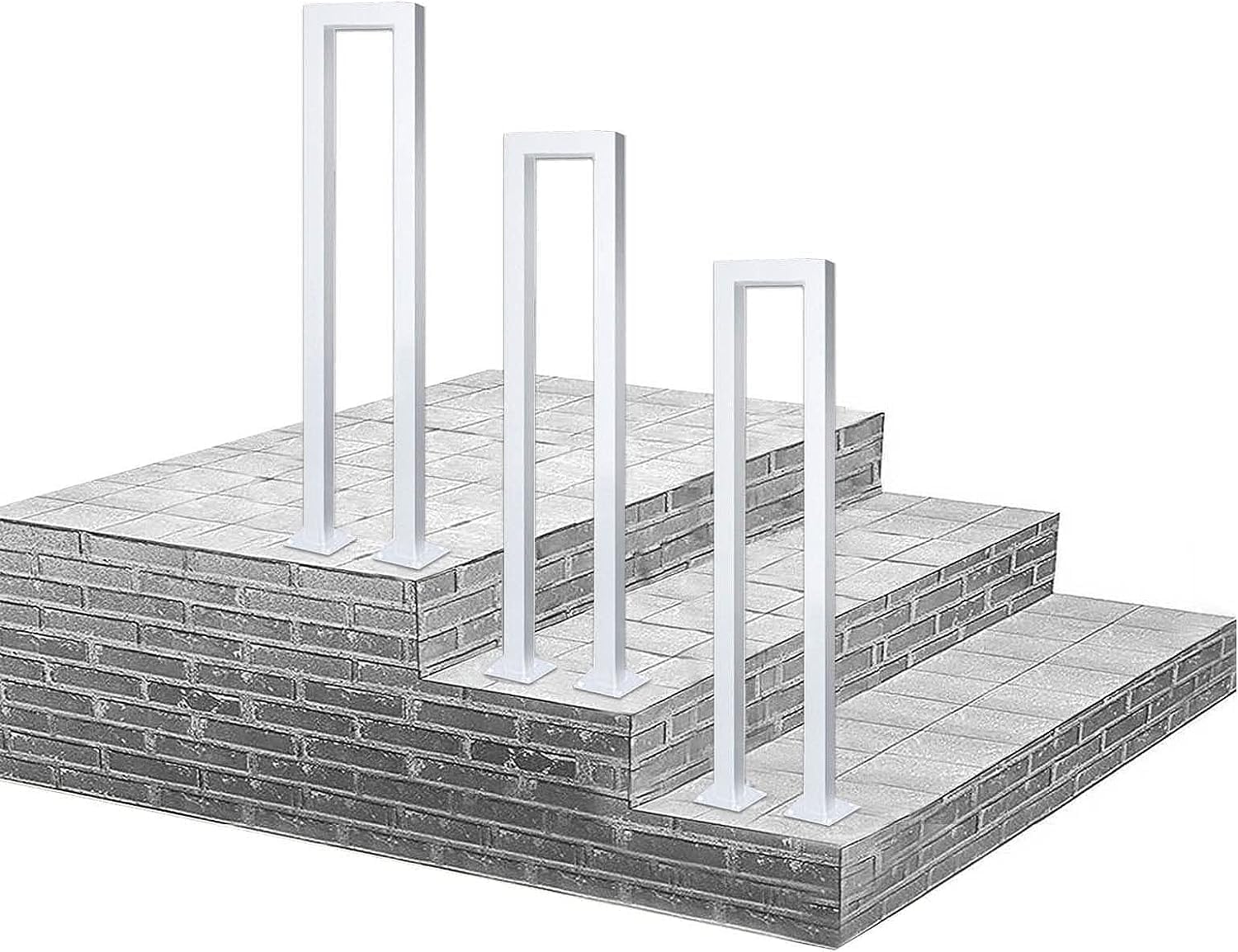 U Shaped Stair Handrail, White Metal Stair Railings, 1.1-3.3FT Staircase Guardrail, Non-Slip Wrought Iron Step Railing, for Porch, Loft, Corridor, Garden Fence Armrest(55CM/1.8FT)