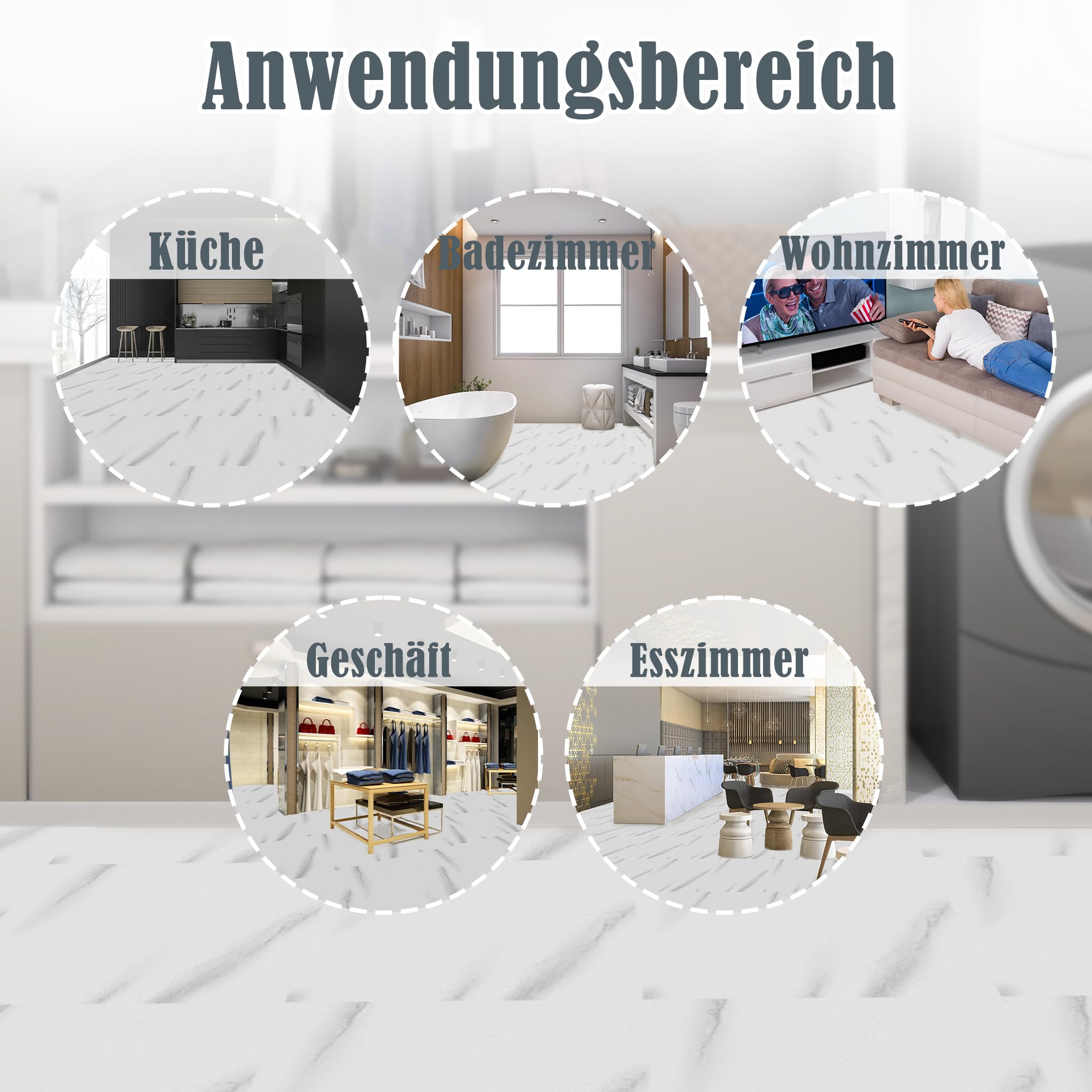 FIVMEN PVC Bodenbelag 30x30 cm 54 Stück Vinylboden Selbstklebend Klebefliesen Boden Wasserfest Rutschfest Bodenfliesen für Wohnzimmer Küche Bad (S11, 5㎡)
