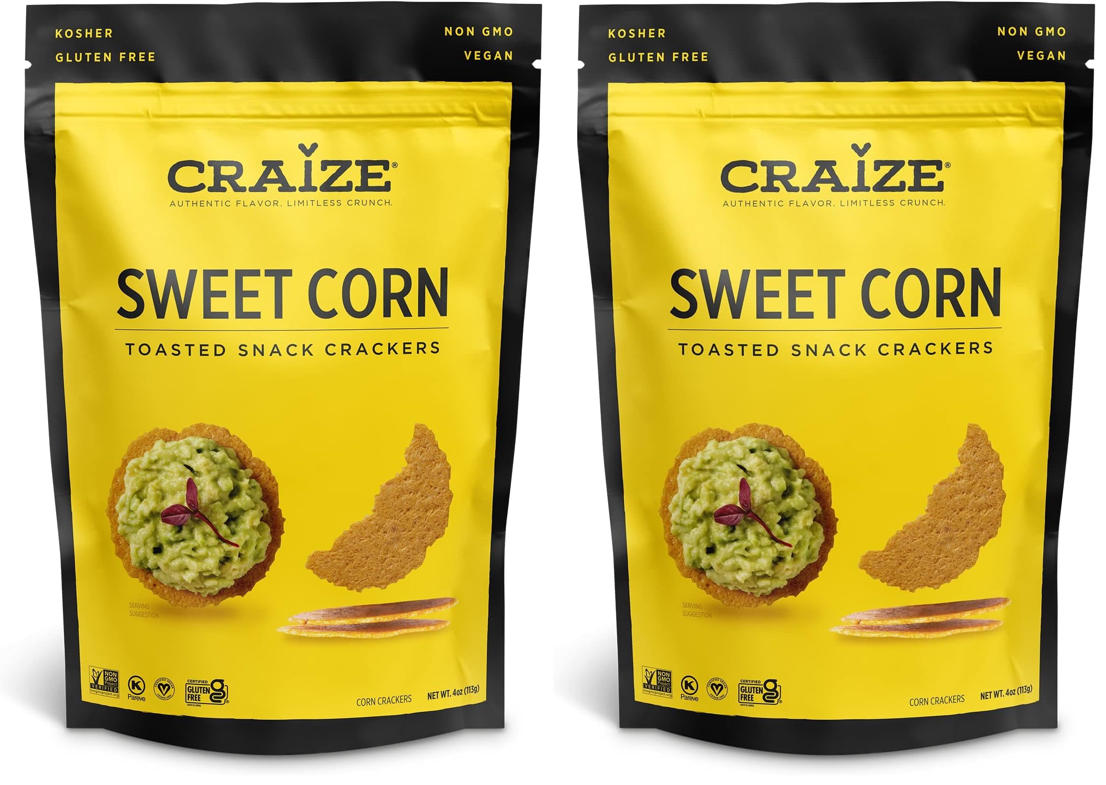 Sweet Corn Crisps | Gluten Free, Vegan, Kosher, Toasted Corn Crackers | 4 oz each (Pack of 2)