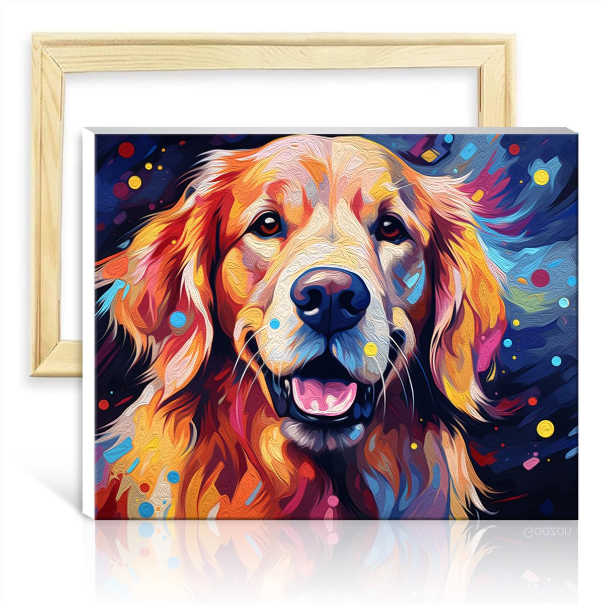 TANGFEIY Paint by Numbers Kits Golden Retrievers Kids Adults Wall Decor with Brushes and Acrylic Pigment Number Painting Anti Stress Toys with Frame(30x40cm)