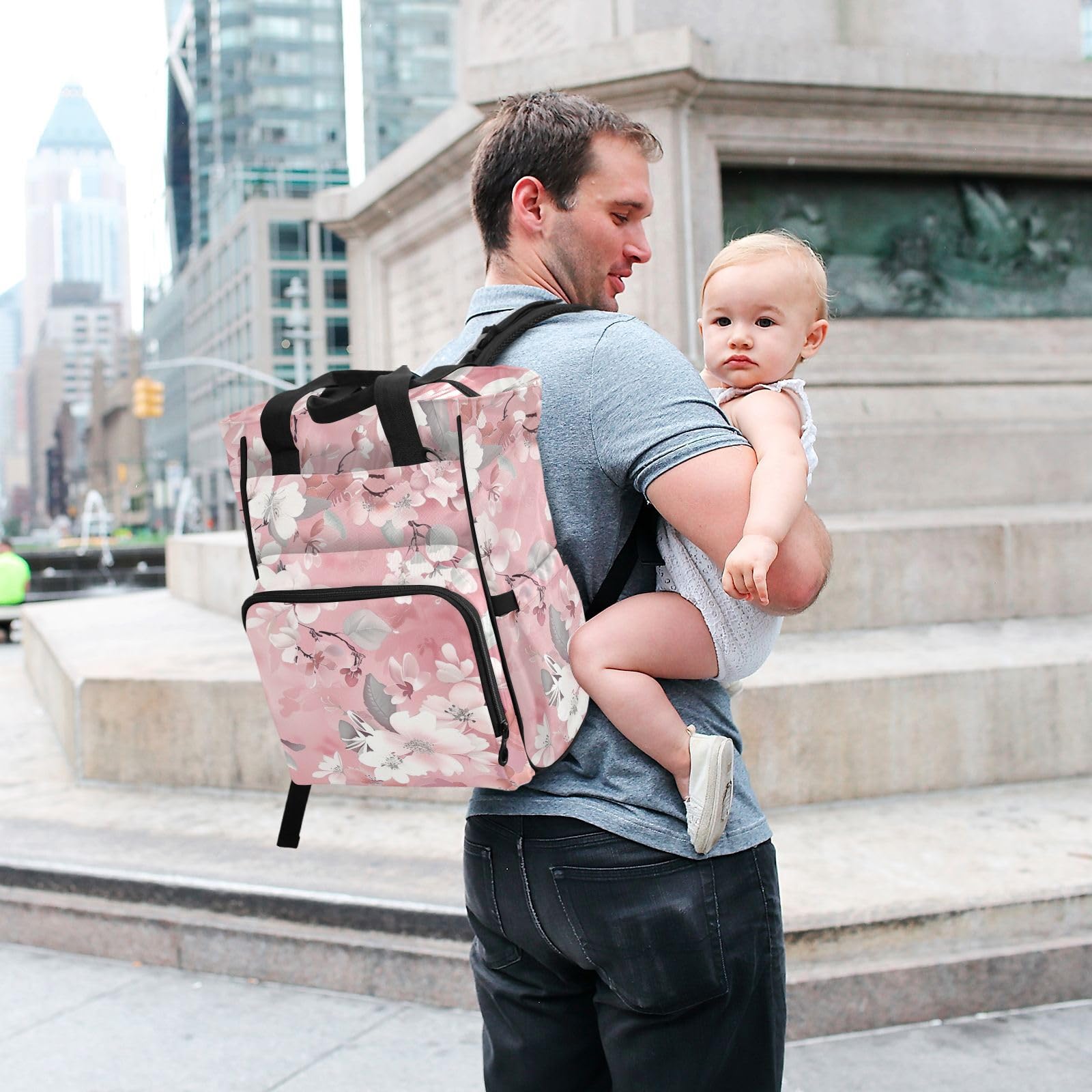 Mochila para pañales para mamás y papás, color rosa pálido puro