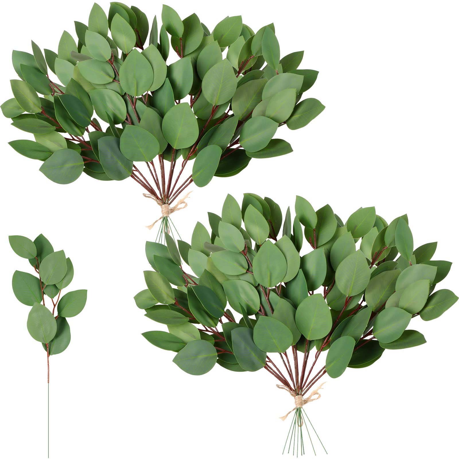 Wedding Artificial Heart Greenery Stems 13 Inch Faux Eucalyptus Leaves Stems Faux Greenery Artificial Branches Plant Stems for Vase Bridal Wedding Bouquet Table Centerpiece Home Decor(45 Packs)