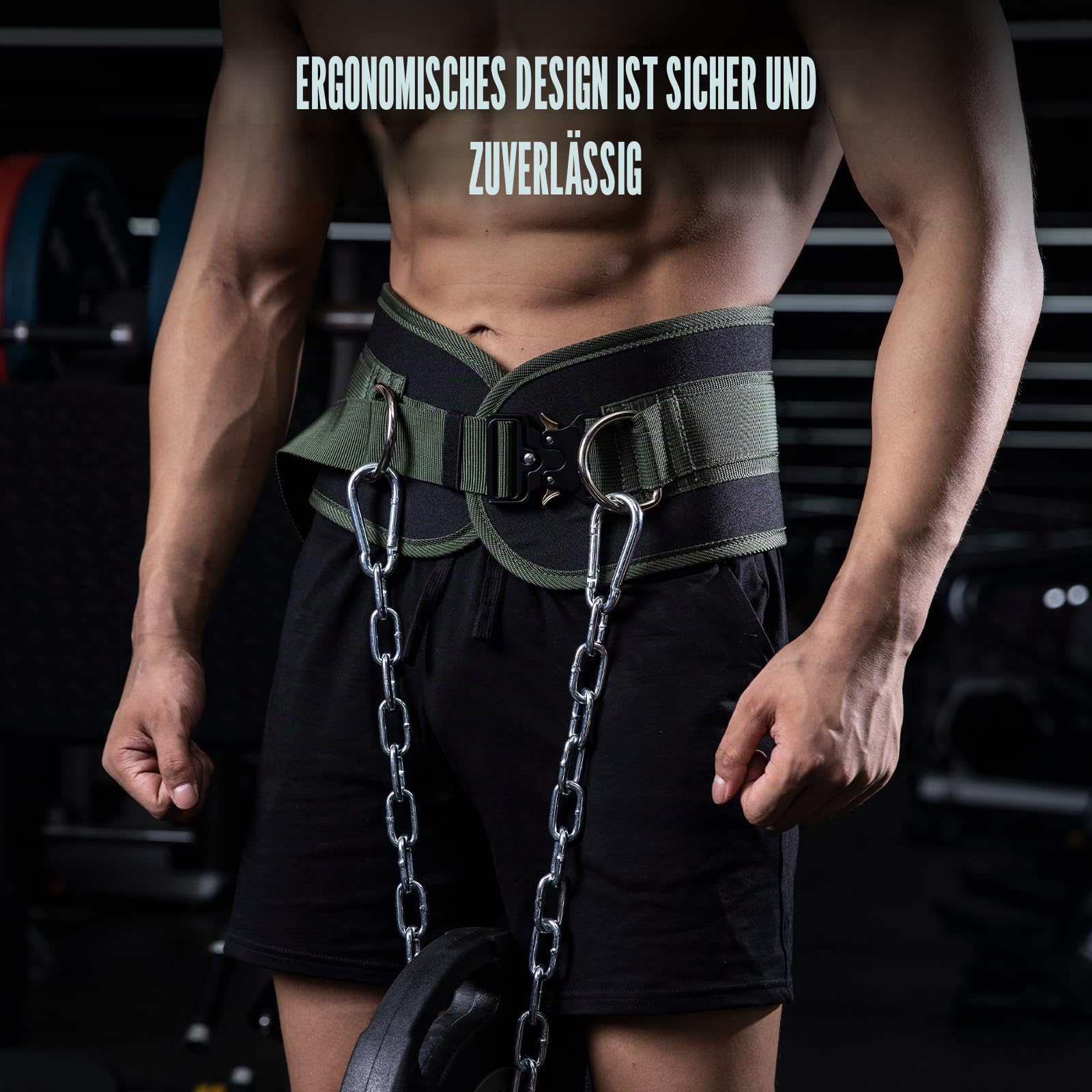 MANUEKLEAR Dip-Gürtel, Gewichtsgürtel, Fitness-Gürtel für Männer und Frauen, robuster Dip-Powerlifting-Gürtel mit Kette, 101,6 cm, Kreuzheben für Kniebeugen, Klimmzüge, Workout