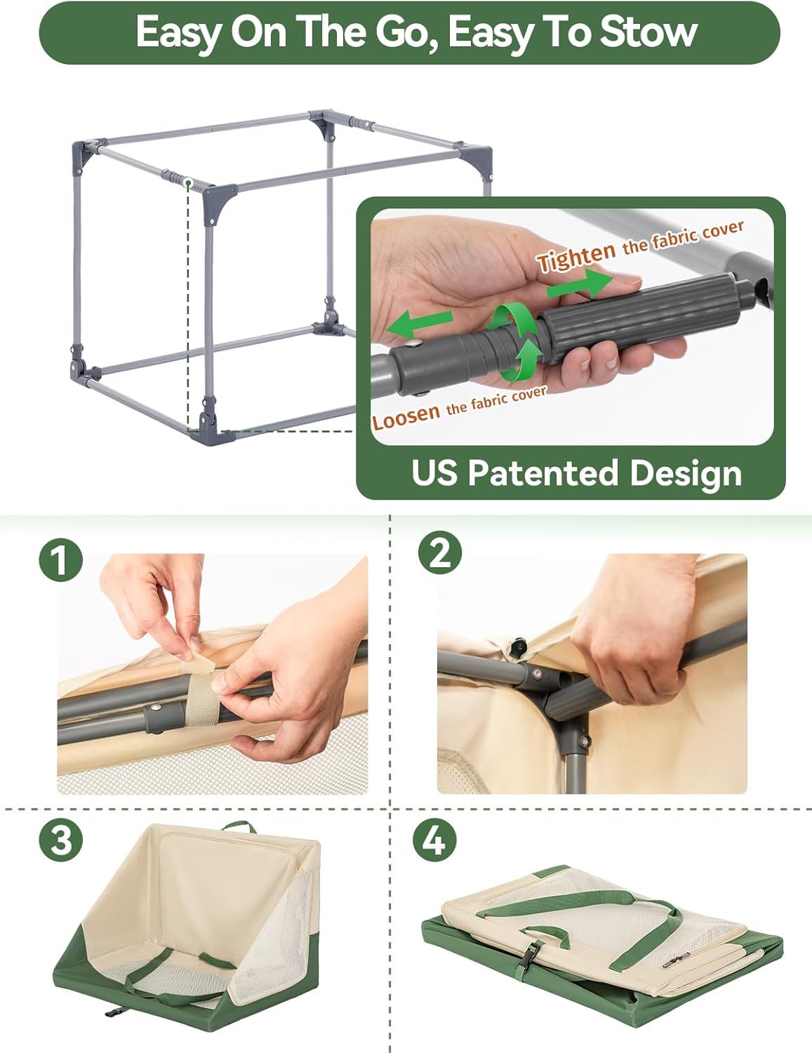 30" Collapsible Dog Crate for Medium Dogs - Portable Soft Travel Kennel with Lockable Zippers, Waterproof Base, Washable Cover, Patented Screw Frame for Adjustable Tension, Outdoor, Indoor, Car Use