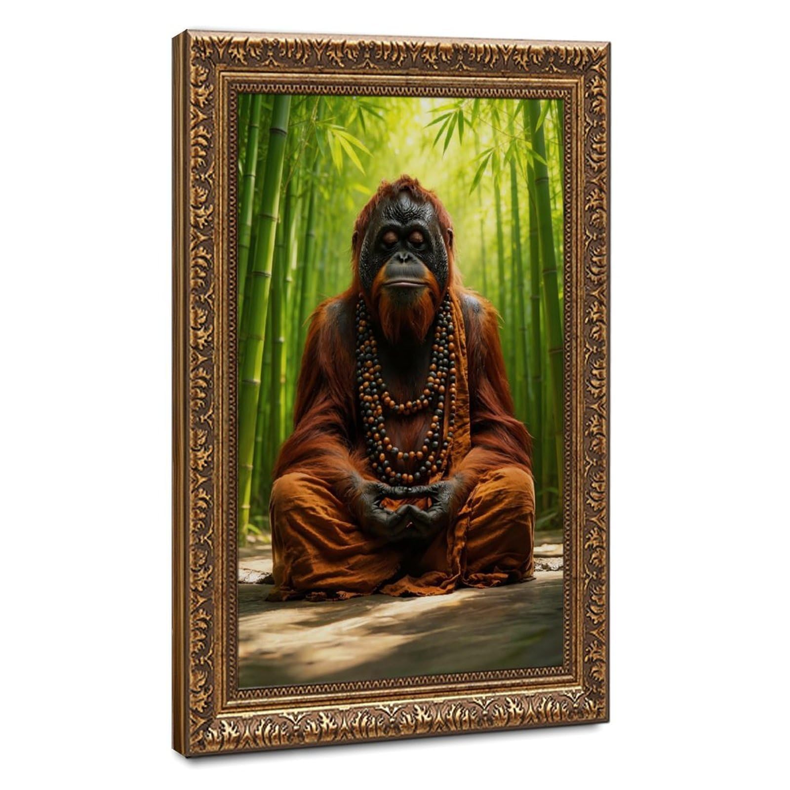 Bareronor Zen Ape Meditating Canvas Poster for Dorm Room Decor Gift