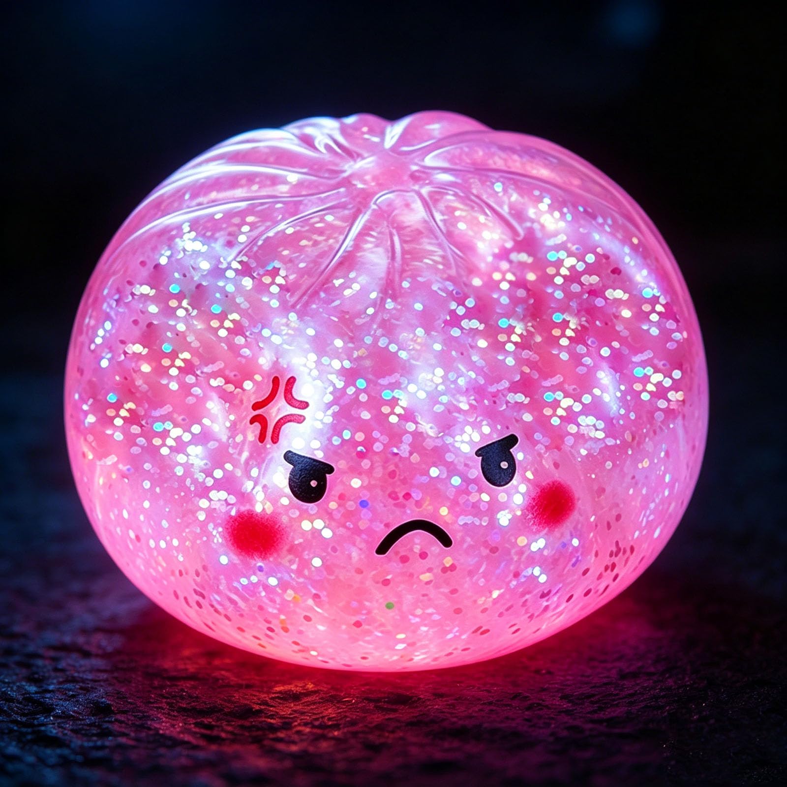 Glitter Dumpling Squishy Fidget Toy, 2026 New Luminous Glow in The Dark Dumplings Squishy Toy with Mystery Box, Cute Stress Relief Sensory Toys with Angry Face, Party Favors for Adults