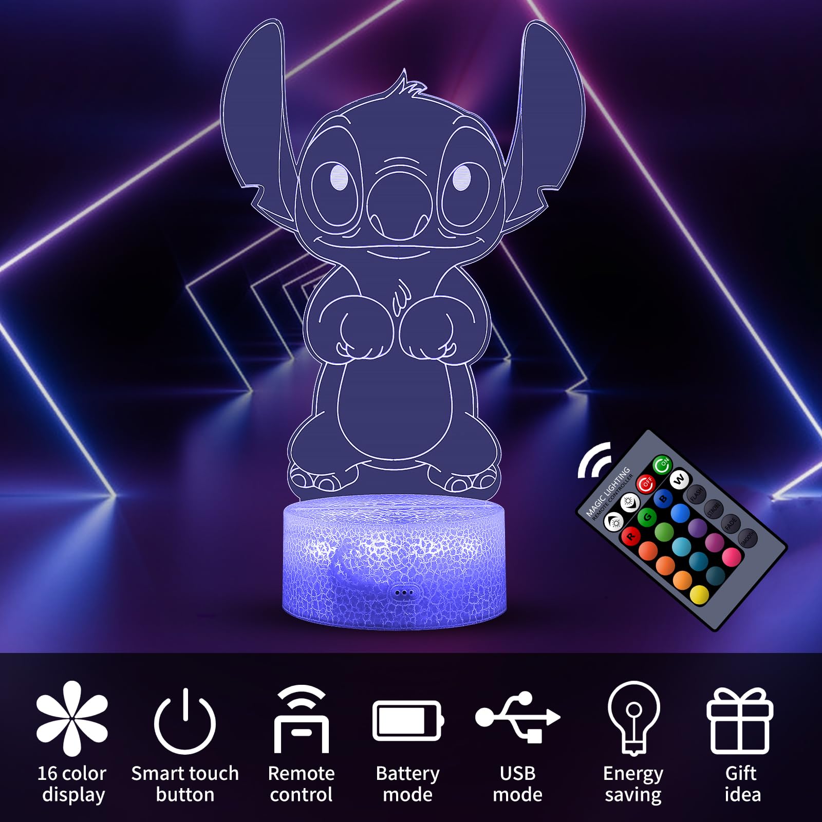 ZIXEAR Christmas Gifts for Girls 3D Night Light Dimmable Lamp Room Decor Gifts for Bedroom Boys Girls for — view 7