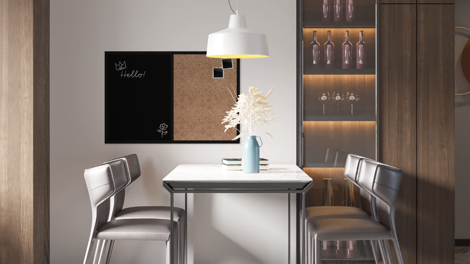 ALLboards Bacheca COMBI sughero/nero magnetica 90×60cm cornice in legno laccato nero