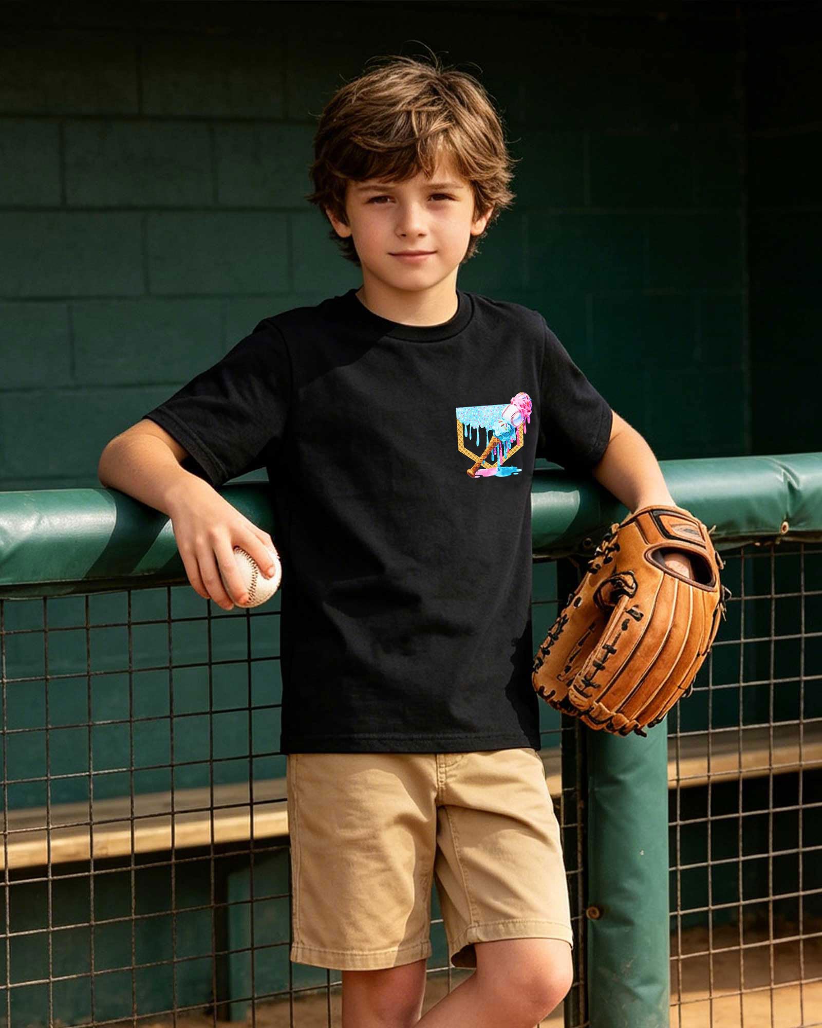 Funnycokid Jungen Shirts Kinder Baseball T-Shirts T-Shirts für 7–12 Jahre | Doppelseitiges grafisches Outfit, kurzärmelig, bedruckte Kleidung