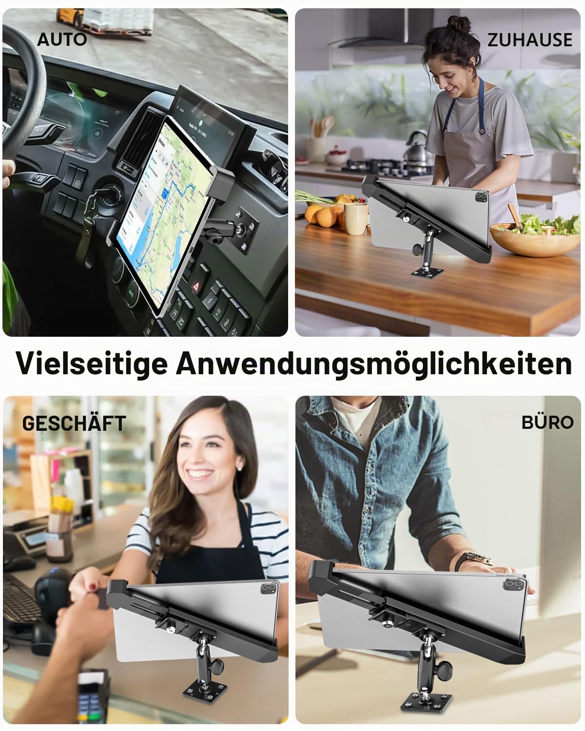 Verriegelbare Bohrbasis Tablet Halterung Auto Armaturenbrett, Robuste Tablet Halter KFZ mit Schloss und Schlüssel, Abschließbar Ständer für iPad 11 Air Mini, ELD, Galaxy Tab, 7-11" Geräte
