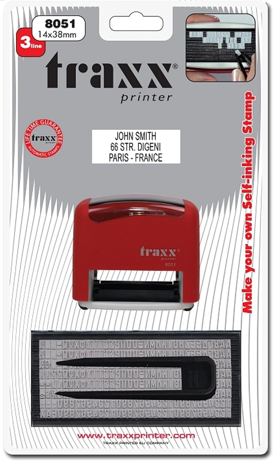 Traxx 8053 Self-Inking DIY Text Rubber Stamp kit up to 5 Lines of Text 3mm Character Height