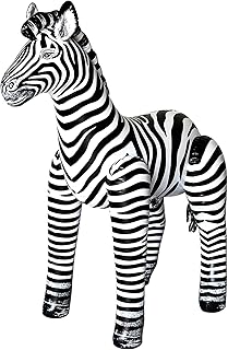 Jet Creations Zebra Inflatable 32" H x 30" L – Blow Up Animal Toy for Kids 3+ – Safari Party, Birthday, Holiday, Fall & Halloween Decor, Yard Display, Pool Play & VBS, White with Black Stripes, 1 PC