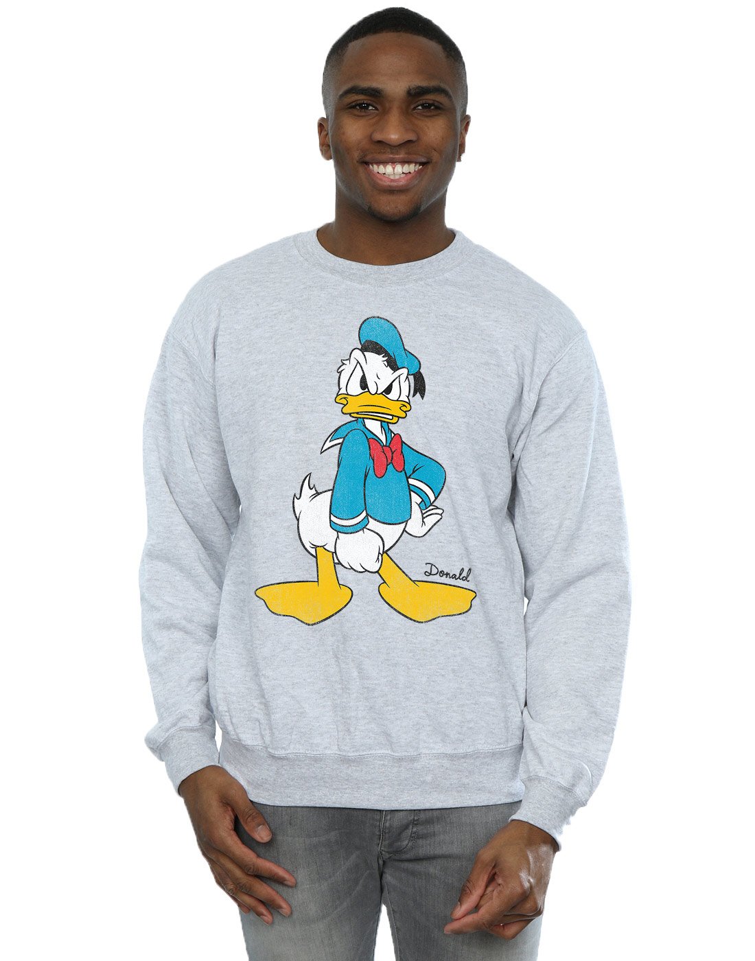 Disney Men's Donald Duck Angry Sweatshirt Medium Sport Grey