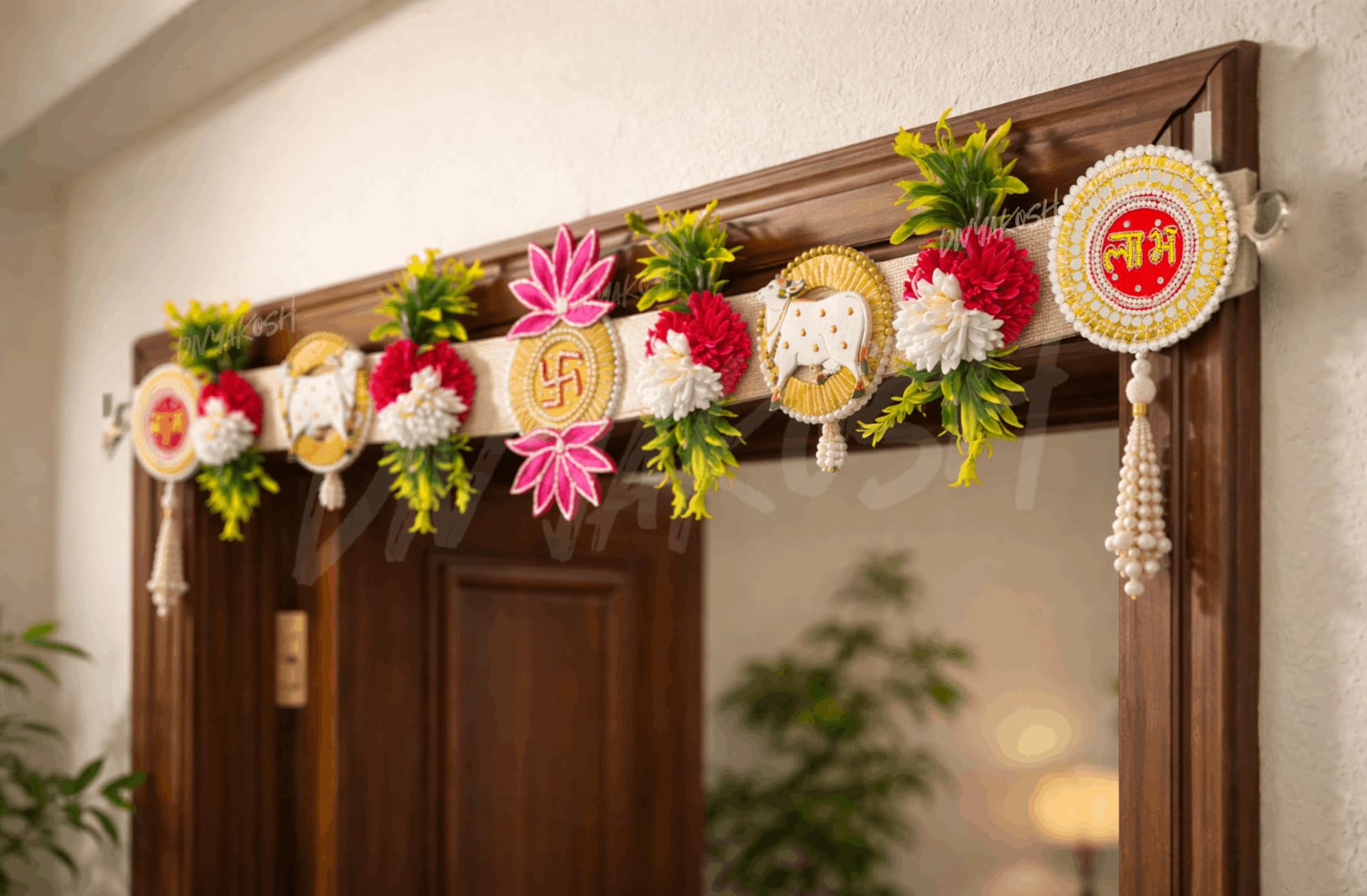 Divyakosh Artificial Flower Toran for Door Decoration 40 Inch | Premium Toran for Main Door Entrance |Home, Mandir, Entrance | Wedding & Festival Decor - Bandanwar Toran with Artificial Flowers-image-24