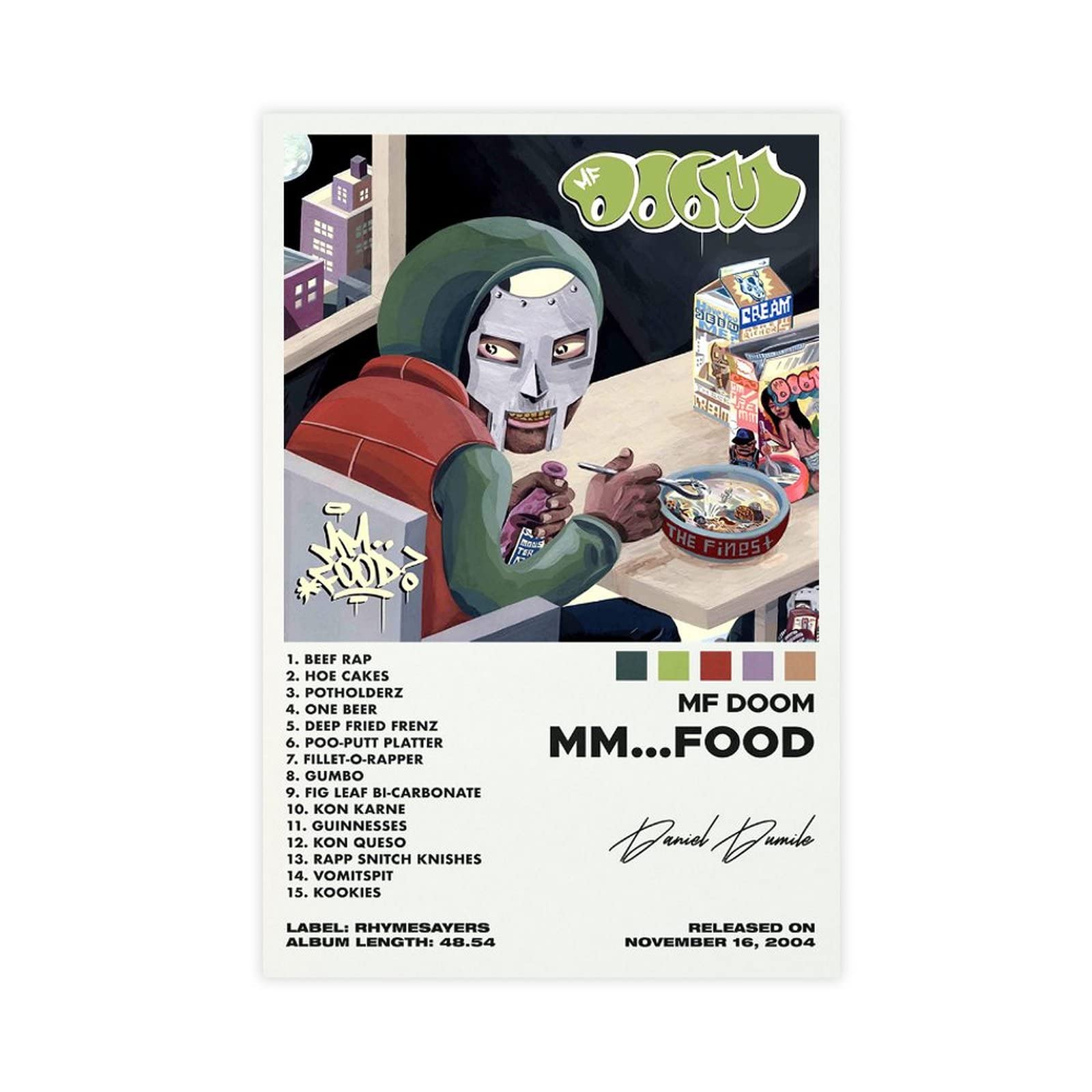 MF Doom Poster MM Food Album Cover Poster su tela, decorazione da