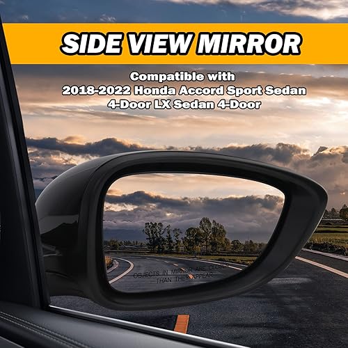 Miniatura 2 de Espejo lateral izquierdo del conductor compatible con Honda Accord 2018, 2019, 2020, 2021, espejos con potencia, sin calefacción, deportivo 1.5T,