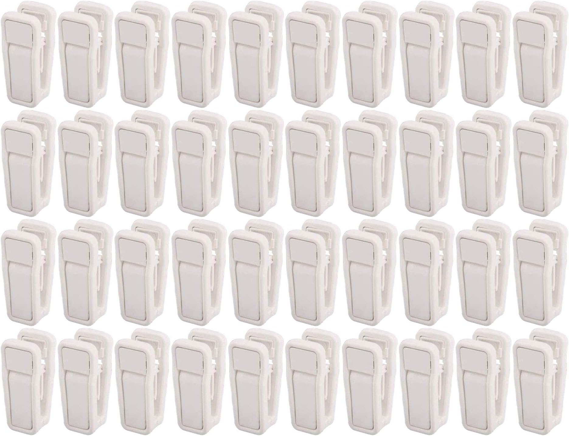 Tinfol 40pc Hanger Clips White Strong Pinch Grip Clips