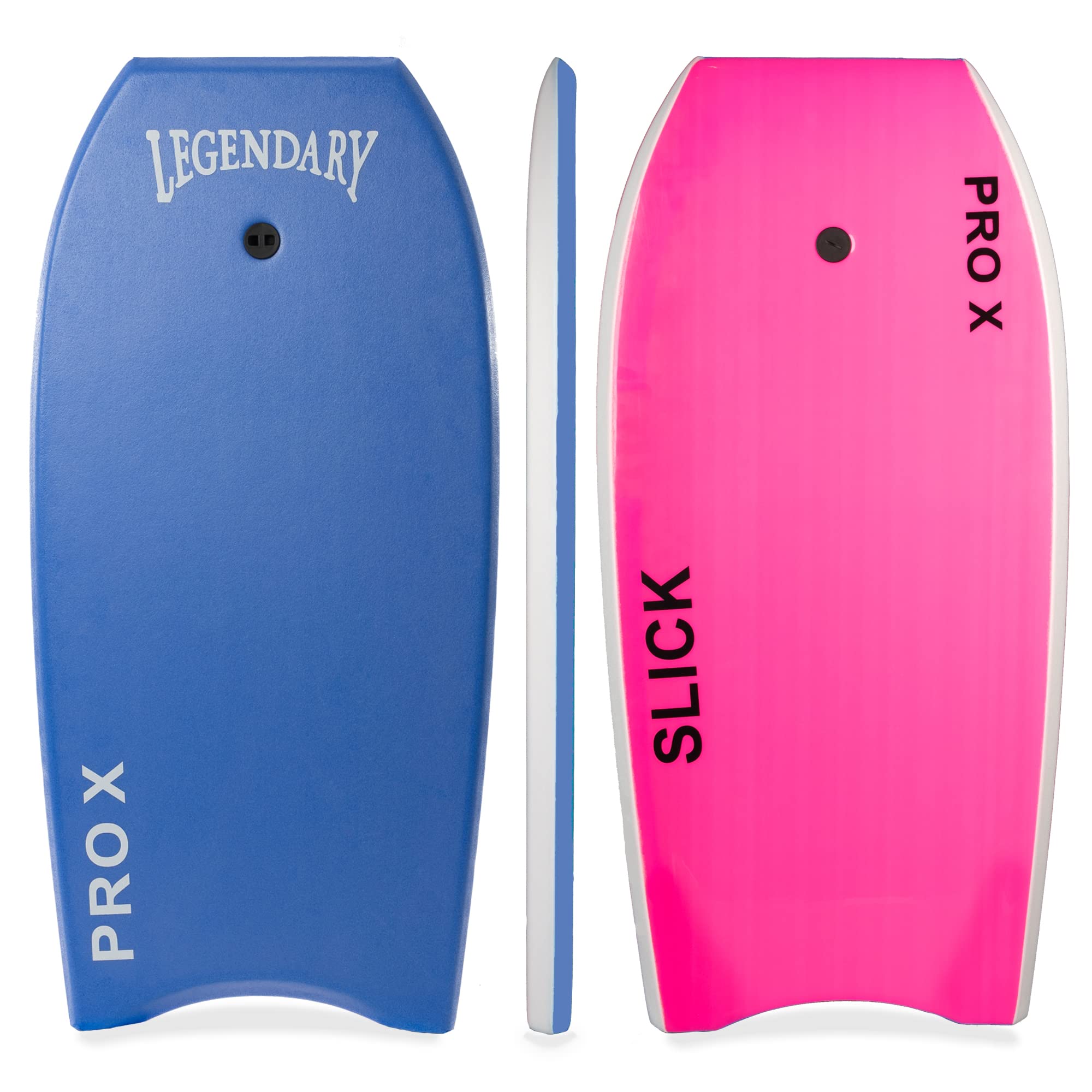 Legendary Pro X Bodyboard for Beach with Hard Slick Bottom, Boogie Boards for Kids & Adults, Heat Sealed with EPS Core, Leash