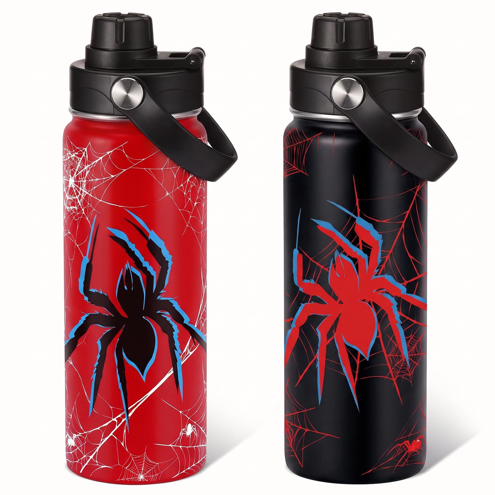 2 Pcs Spider Water Bottle with Straw Lid 16 oz Spider Vacuum Cup Gifts