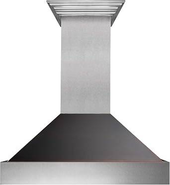 ZLINE 36 in. Ducted Satin Stainless Steel Wall Mount Range Hood with Oil Rubbed Bronze Shell 8654ORB-36