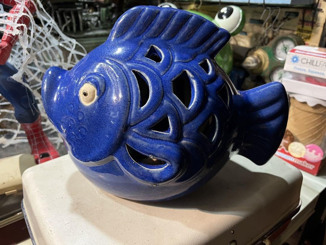 Amazon.co.jp: 青い陶器魚、魚の陶器、レトロ魚置き物、 : おもちゃ